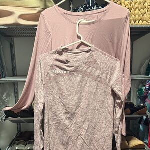 Lot of 2 Long Sleeve Tees (Peloton and Athleta) mauve / rose